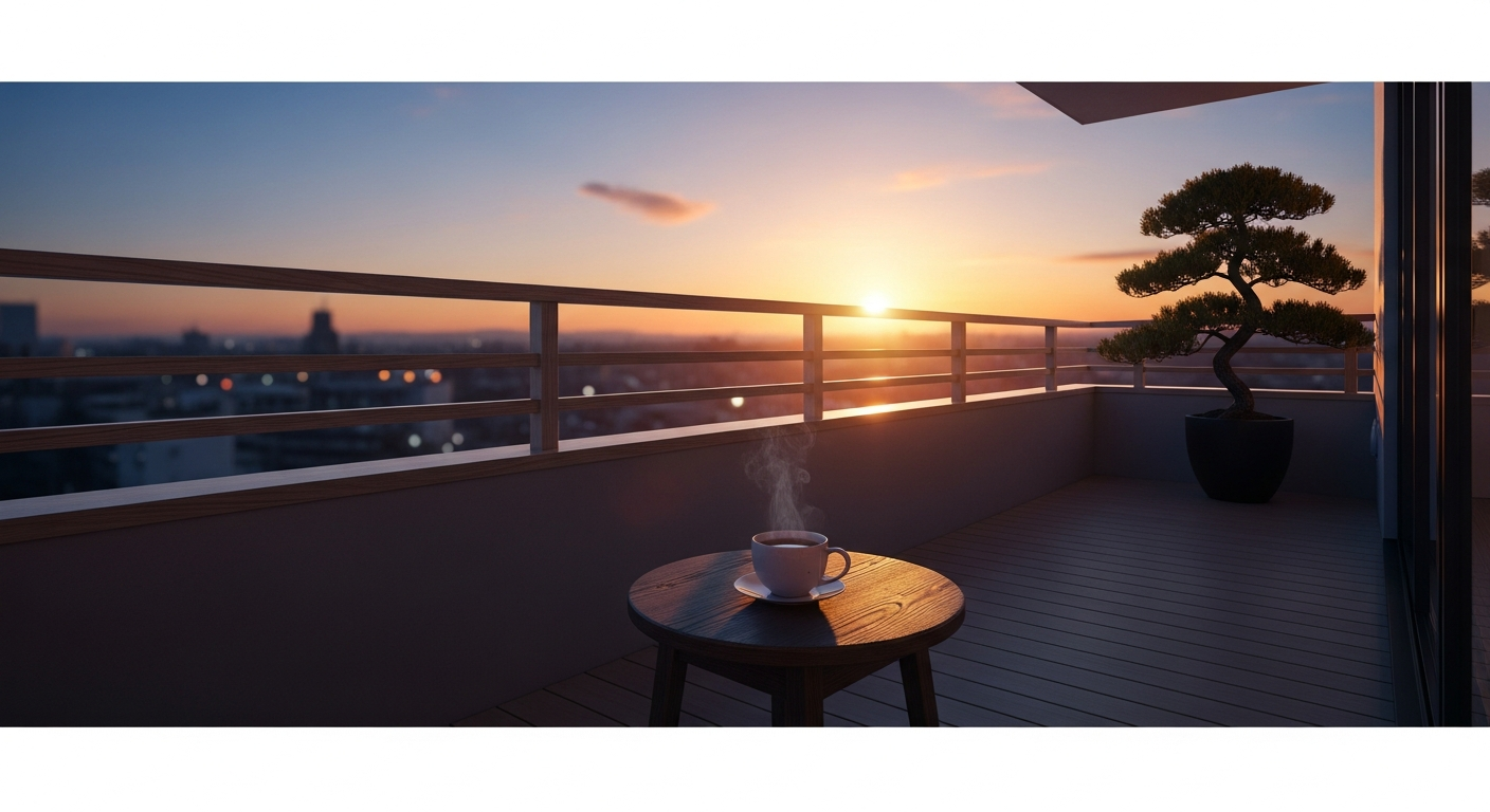 🌅 仕事の疲れがほぐれる、夕暮れ時のベランダ習慣
